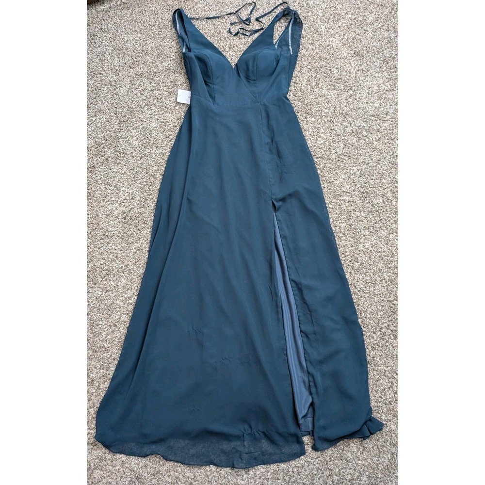 Azazie Alma Dress‎ A8 Dark Navy Floor Length Dress NWT - AS IS